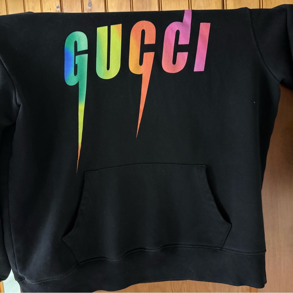 Gucci Black Sweatshirt with Multicolor Logo